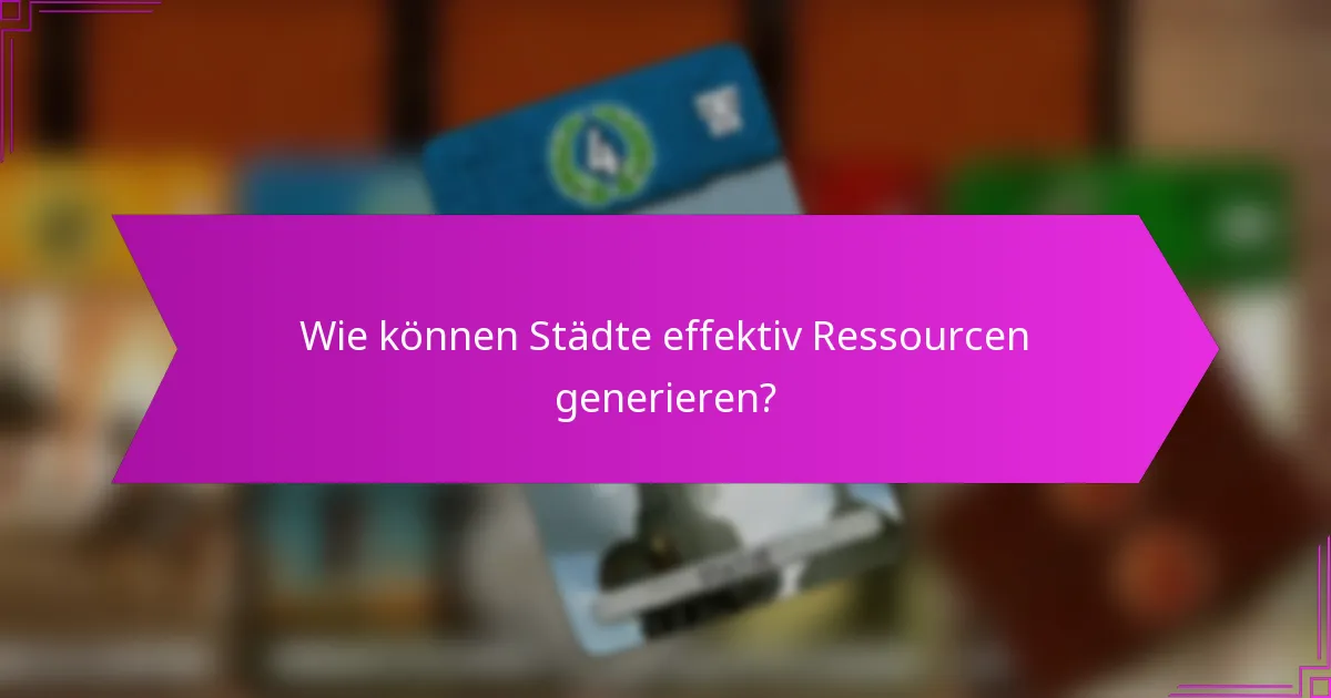 Wie können Städte effektiv Ressourcen generieren?
